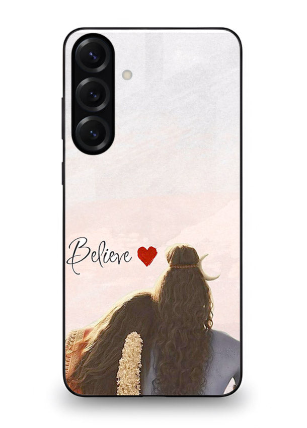 Shiva Parvati silhouette artwork mobile glass back cover for Samsung M55 5G