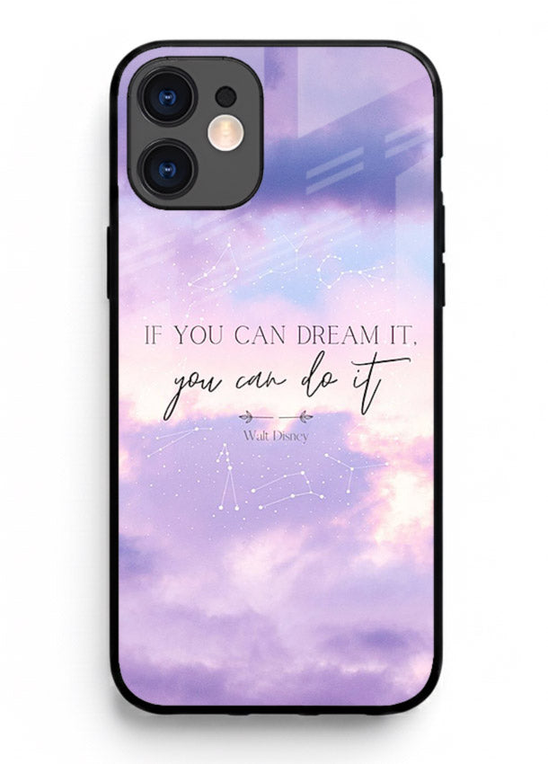 Violet sky motivational quote printed on iphone 11 glass back cover with smooth tones.