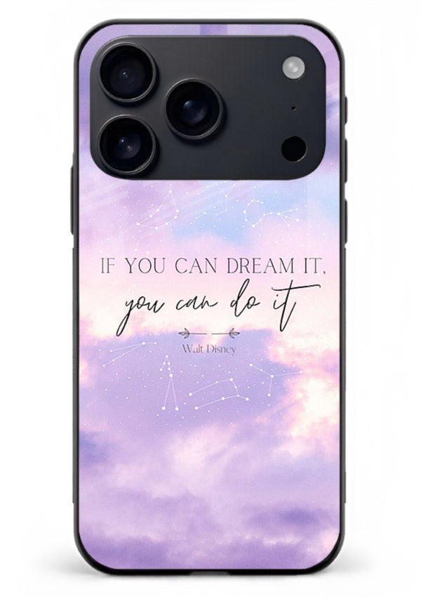 Violet sky motivational quote printed on iphone 18 pro max glass back cover with smooth tones.