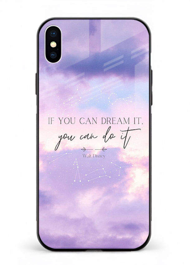 Violet sky motivational quote printed on iphone xs max glass back cover with smooth tones.