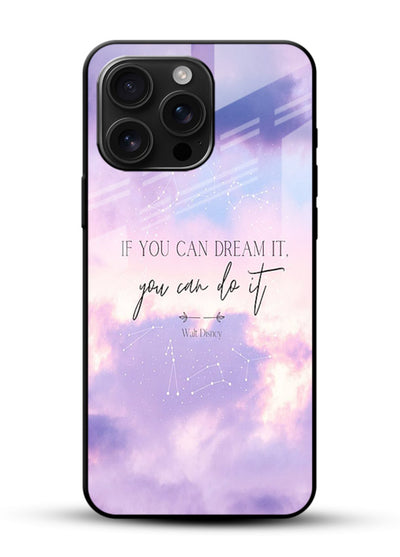 Violet sky motivational quote printed on glossy vibrant premium glass back cover with smooth tones. - Angle Front