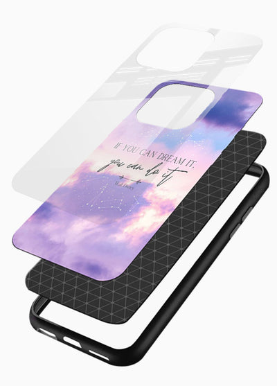 Violet sky motivational quote printed on glossy vibrant premium glass back cover with smooth tones. - Angle Layers