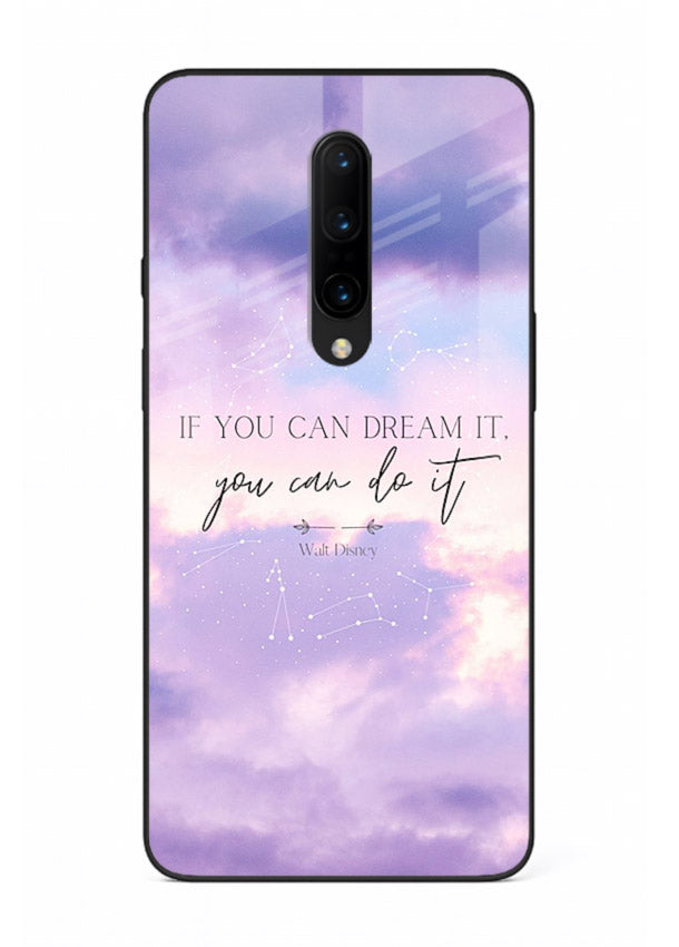 Violet sky motivational quote printed on OnePlus 7 Pro glass back cover with smooth tones.