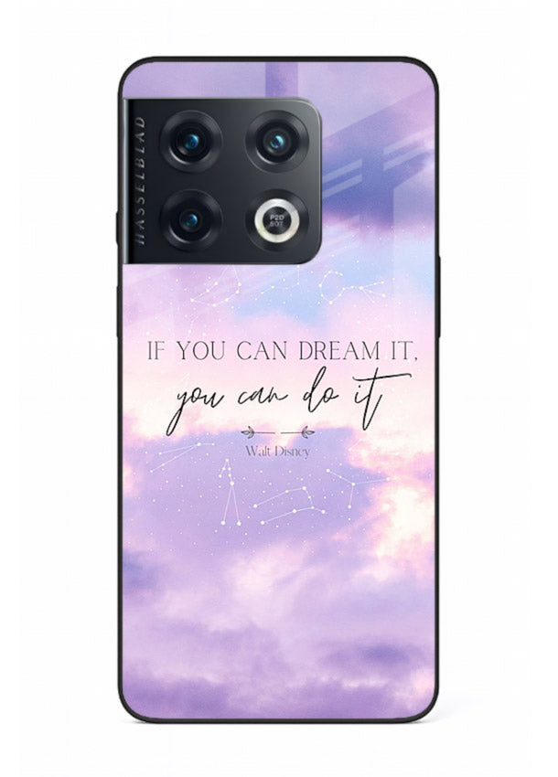 Violet sky motivational quote printed on OnePlus 10 Pro glass back cover with smooth tones.