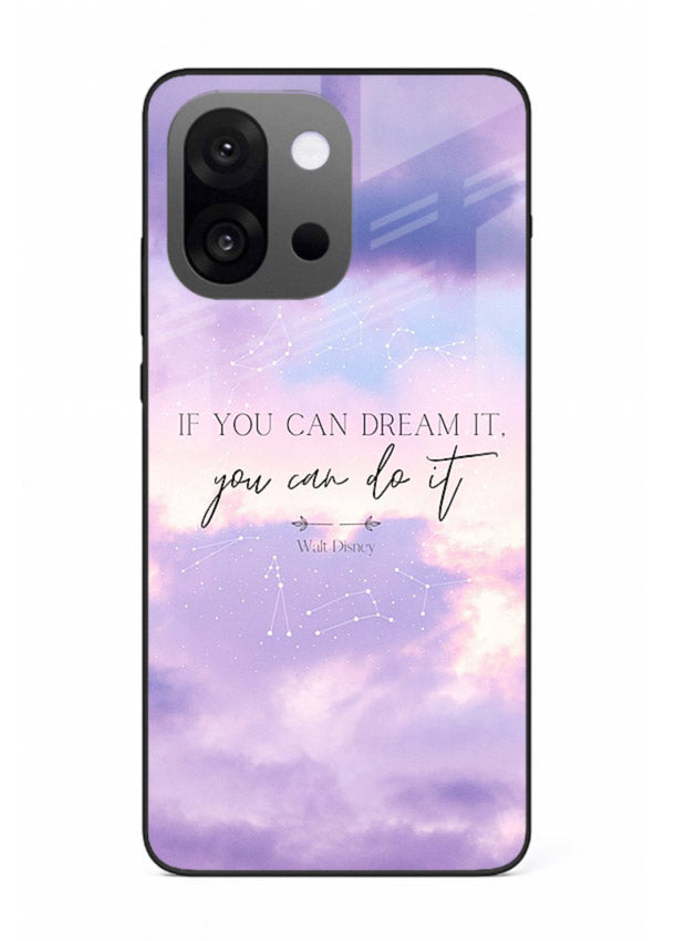Violet sky motivational quote printed on OnePlus 13s glass back cover with smooth tones.