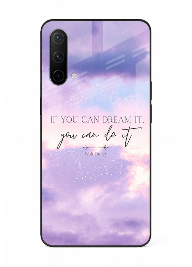Violet sky motivational quote printed on OnePlus Nord CE 5G glass back cover with smooth tones.