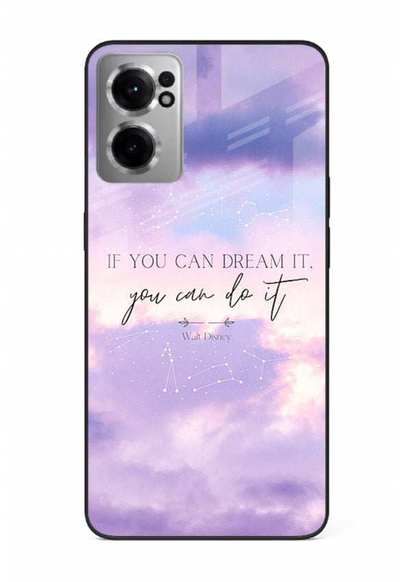 Violet sky motivational quote printed on OnePlus Nord CE2 5G glass back cover with smooth tones.