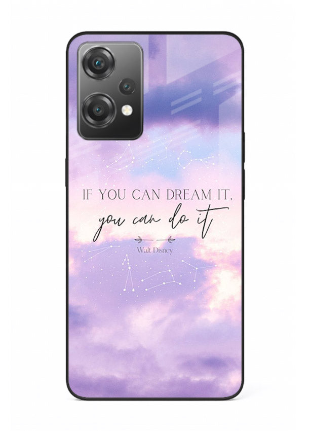 Violet sky motivational quote printed on OnePlus Nord CE2 Lite 5G glass back cover with smooth tones.