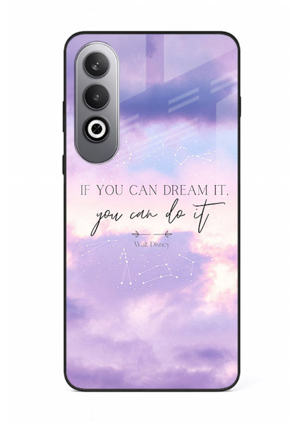 Violet sky motivational quote printed on OnePlus Nord CE4 glass back cover with smooth tones.