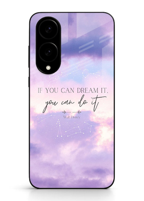 Violet sky motivational quote printed on Samsung S25 Edge glass back cover with smooth tones.