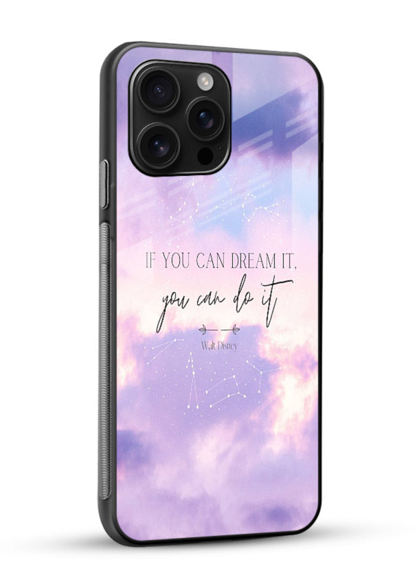 Violet sky motivational quote printed on glossy vibrant premium glass back cover with smooth tones. - Angle Side