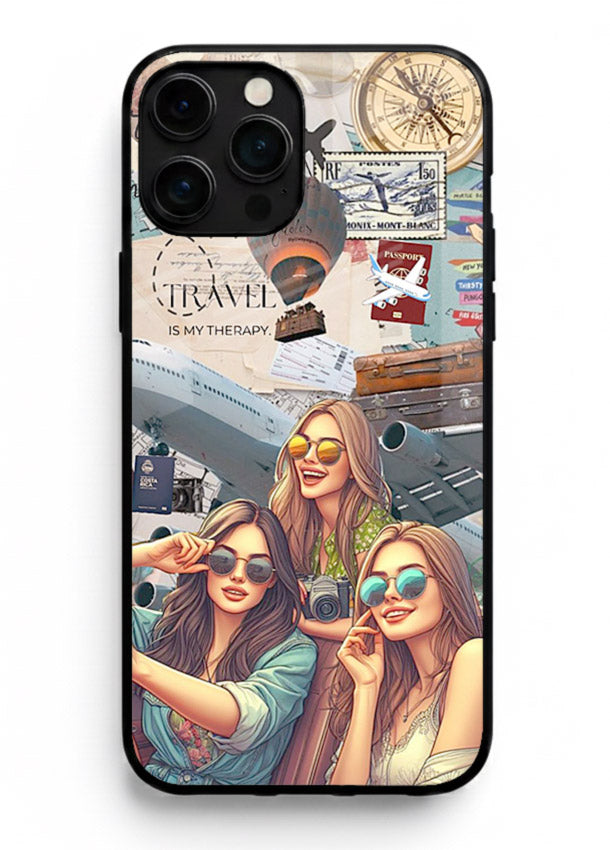 Best Friends Travel collage girls adventure iphone 14 pro max glass back cover