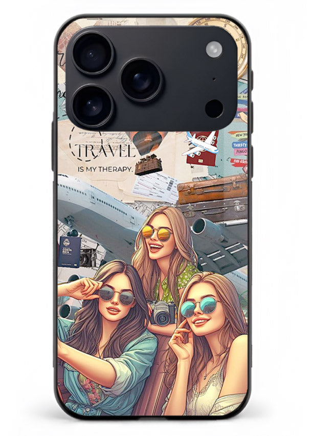 Best Friends Travel collage girls adventure iphone 17 pro max glass back cover