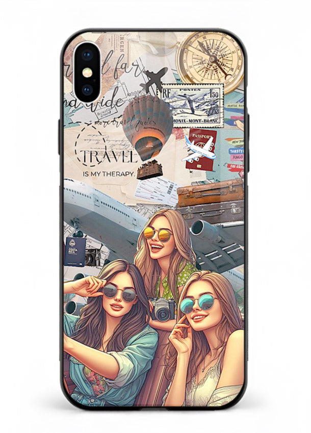 Best Friends Travel collage girls adventure iphone xs max glass back cover