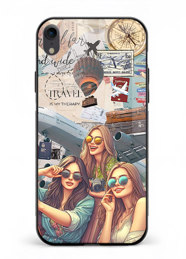 Best Friends Travel collage girls adventure iphone xr glass back cover