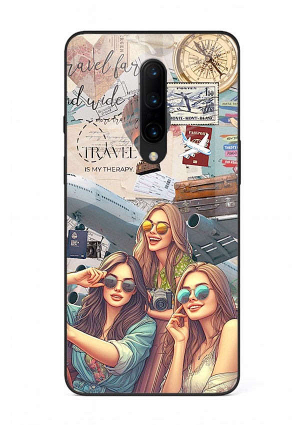 Best Friends Travel collage girls adventure OnePlus 7T Pro glass back cover