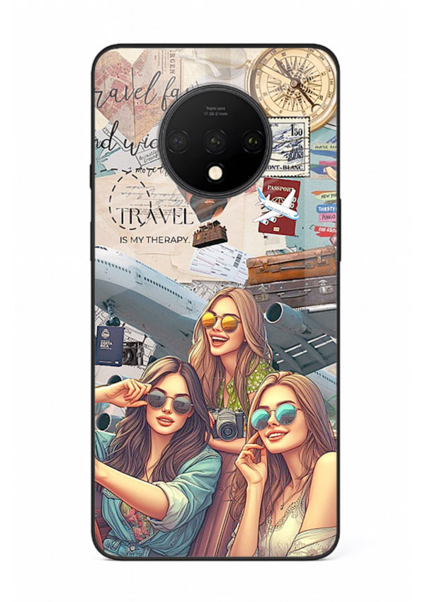 Best Friends Travel collage girls adventure OnePlus 7T glass back cover