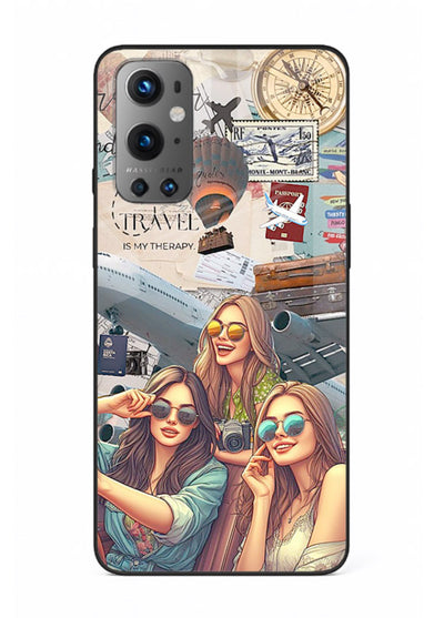 Best Friends Travel collage girls adventure OnePlus 9 glass back cover