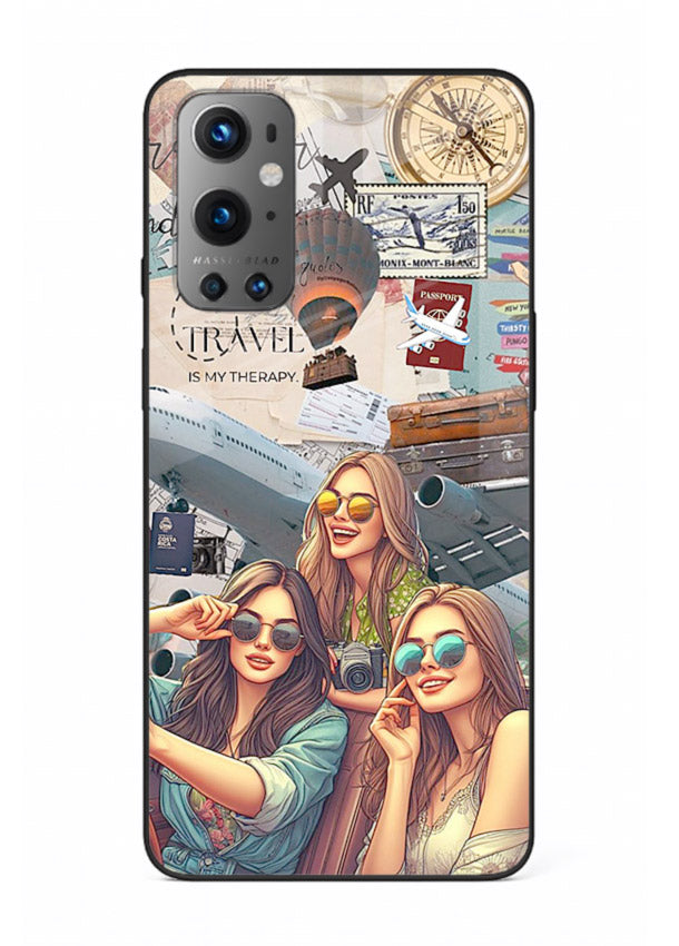 Best Friends Travel collage girls adventure OnePlus 9 glass back cover