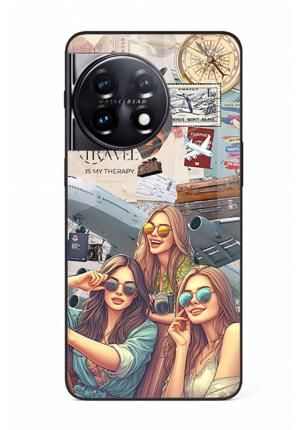 Best Friends Travel collage girls adventure OnePlus 11 glass back cover