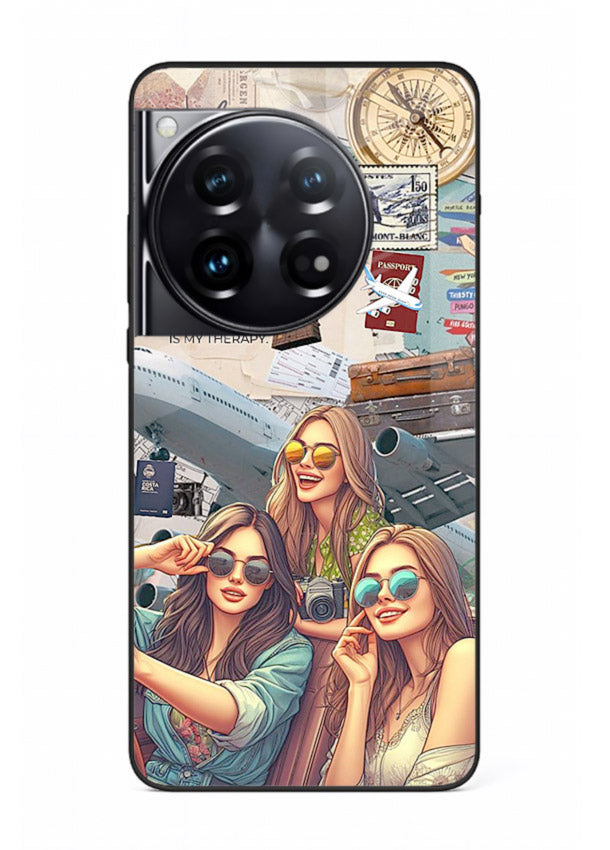 Best Friends Travel collage girls adventure OnePlus 12 glass back cover