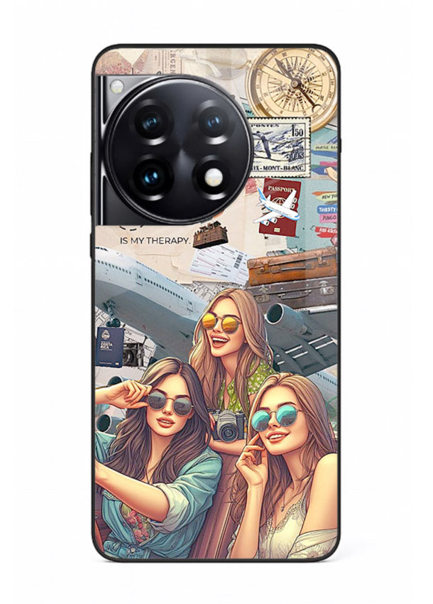 Best Friends Travel collage girls adventure OnePlus 12R glass back cover