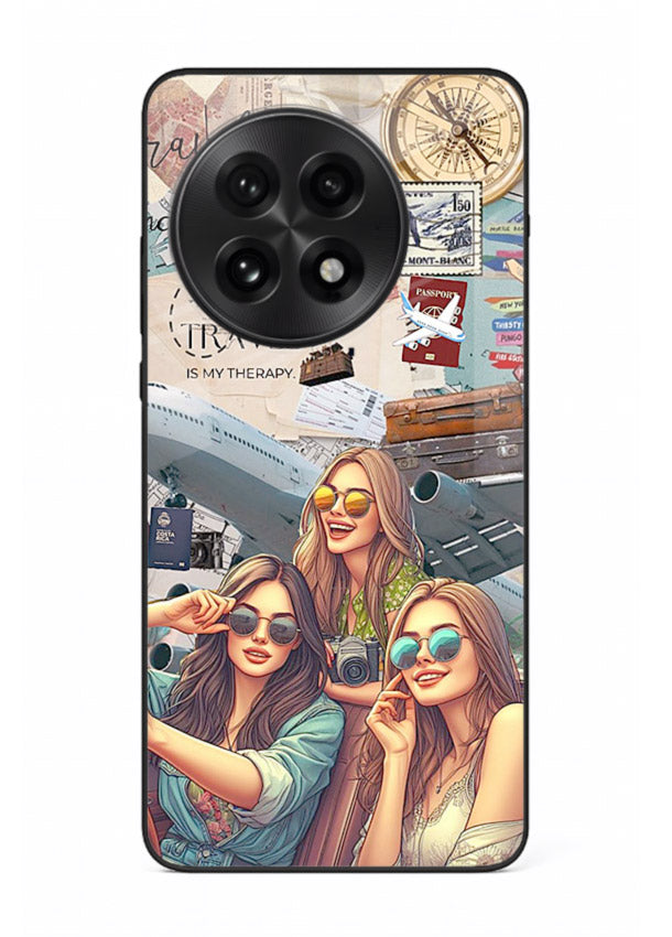 Best Friends Travel collage girls adventure OnePlus 13R glass back cover