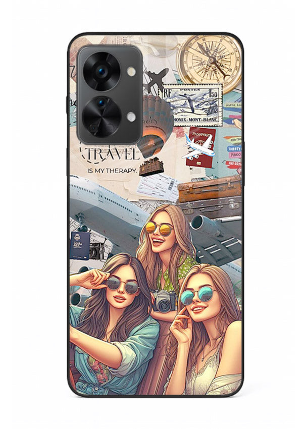 Best Friends Travel collage girls adventure OnePlus Nord 2T glass back cover