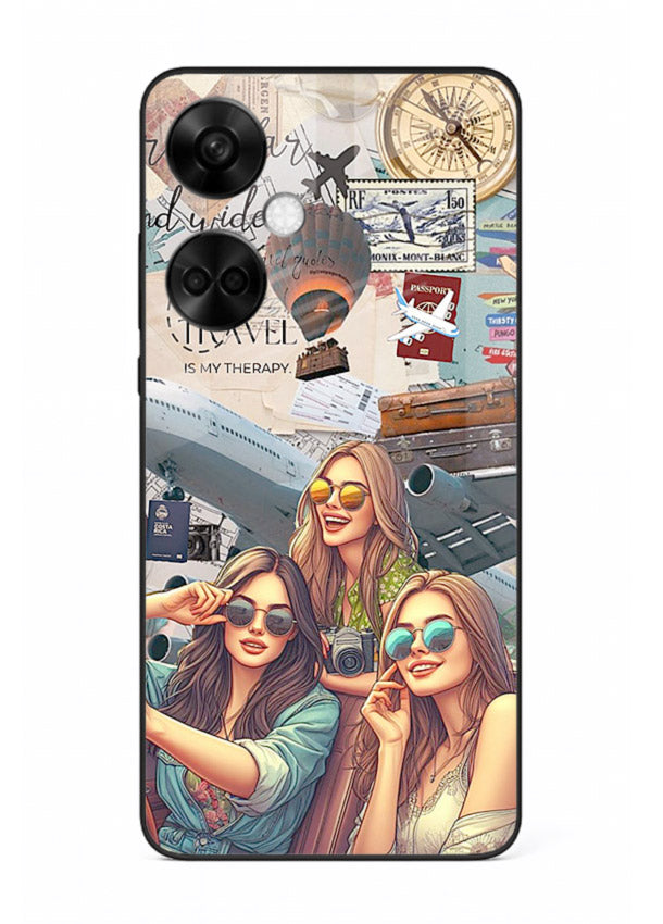Best Friends Travel collage girls adventure OnePlus Nord CE3 glass back cover