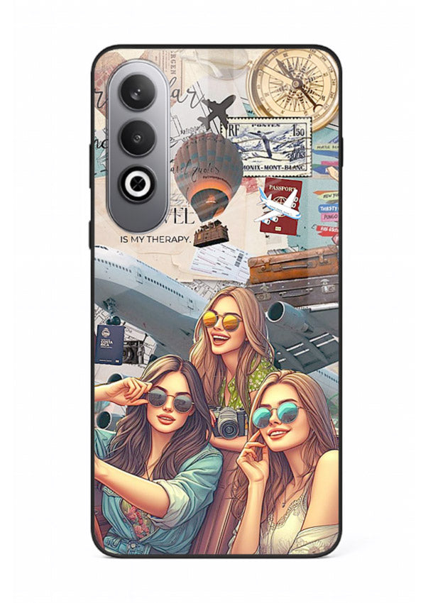 Best Friends Travel collage girls adventure OnePlus Nord CE4 glass back cover