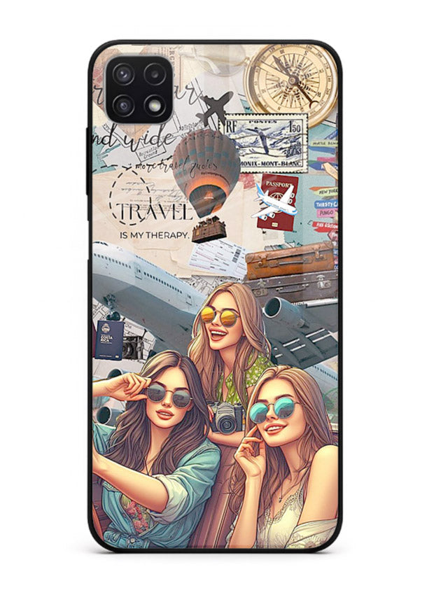 Best Friends Travel collage girls adventure Samsung F42 5G glass back cover