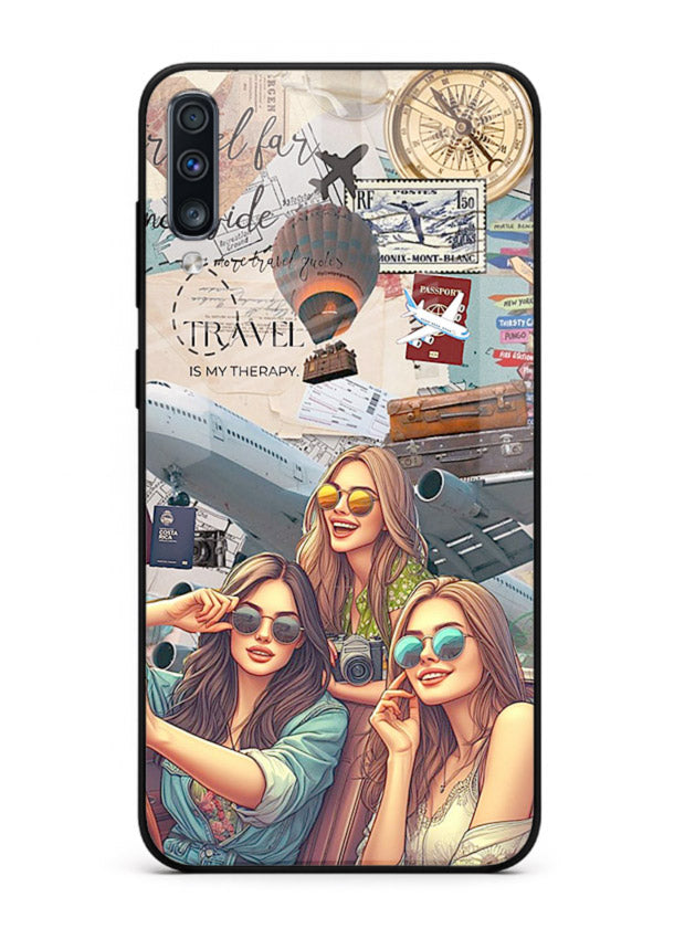 Best Friends Travel collage girls adventure Samsung A50 glass back cover