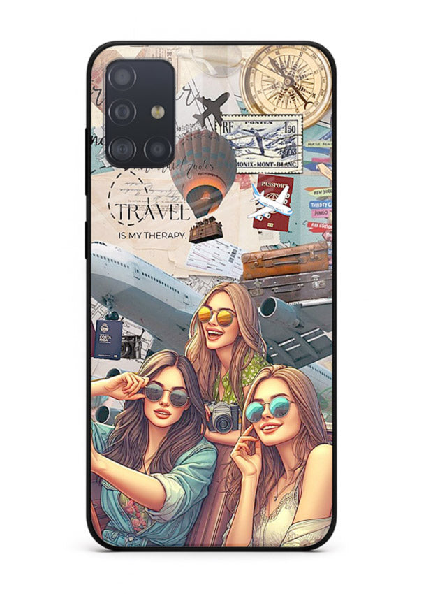 Best Friends Travel collage girls adventure Samsung A71 glass back cover