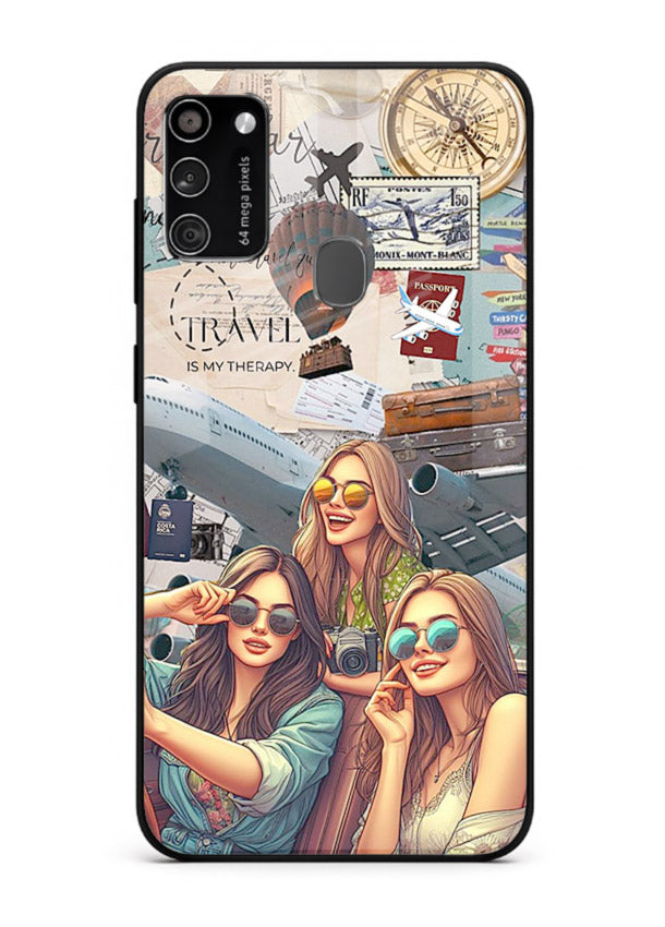 Best Friends Travel collage girls adventure Samsung M30s glass back cover