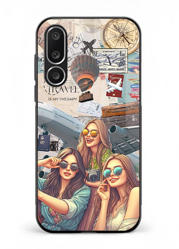 Best Friends Travel collage girls adventure Samsung M36 5G glass back cover
