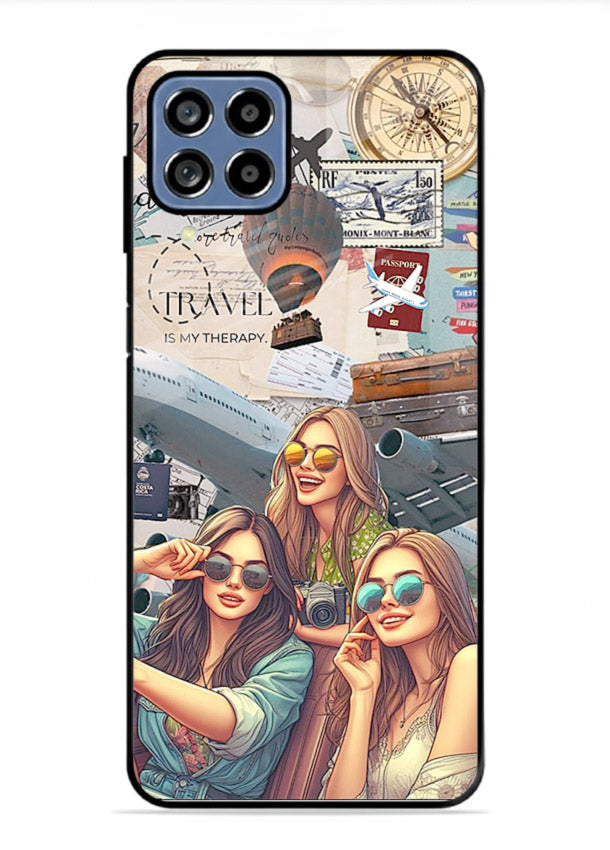 Best Friends Travel collage girls adventure Samsung F22 4G glass back cover