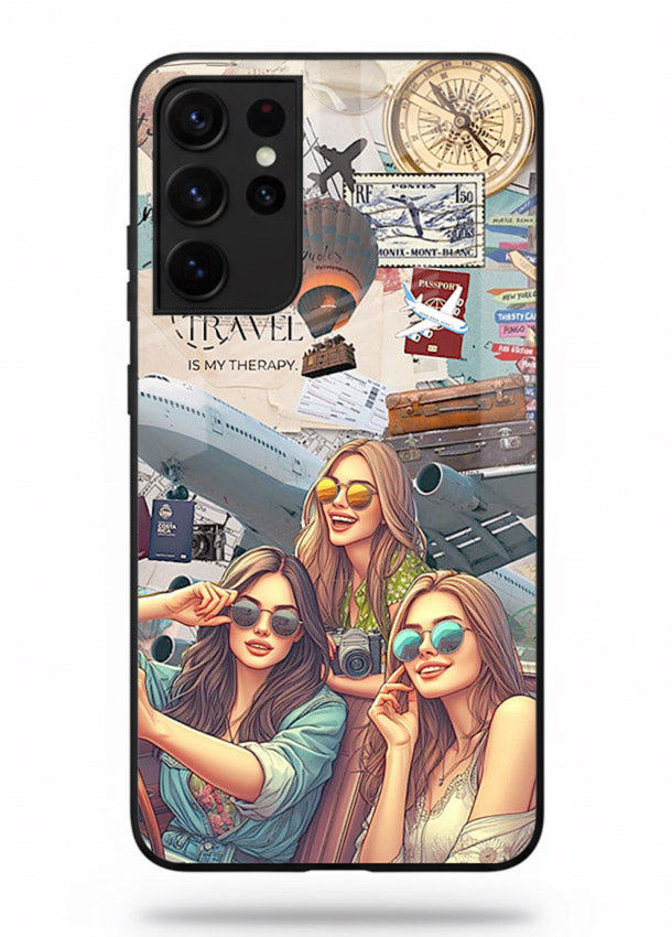 Best Friends Travel collage girls adventure Samsung S21 Ultra glass back cover