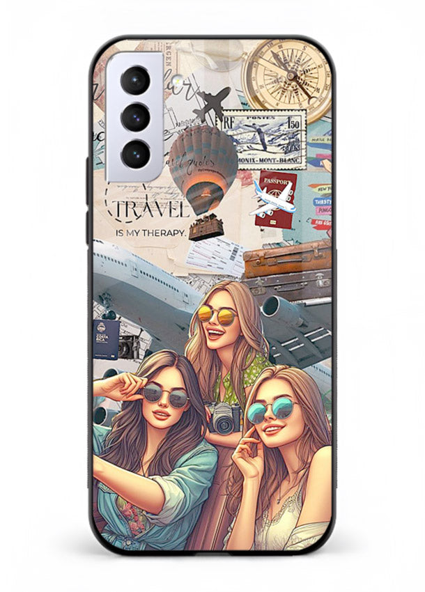 Best Friends Travel collage girls adventure Samsung S21 FE glass back cover