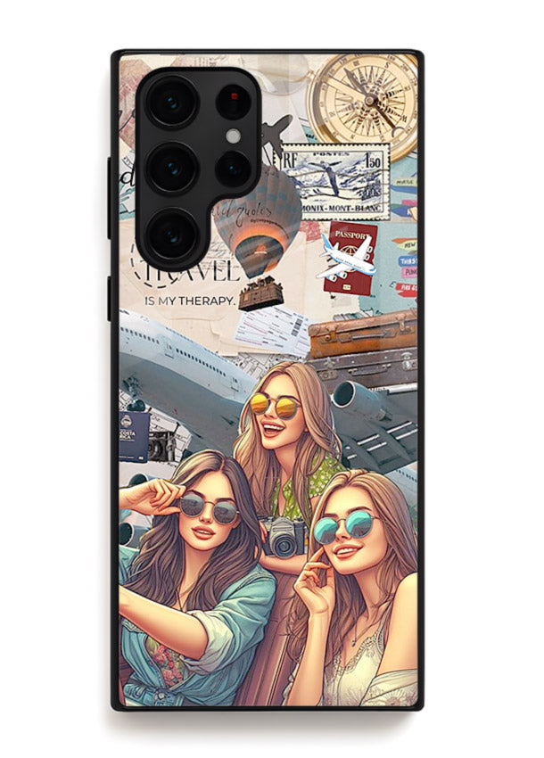 Best Friends Travel collage girls adventure Samsung S23 Ultra glass back cover