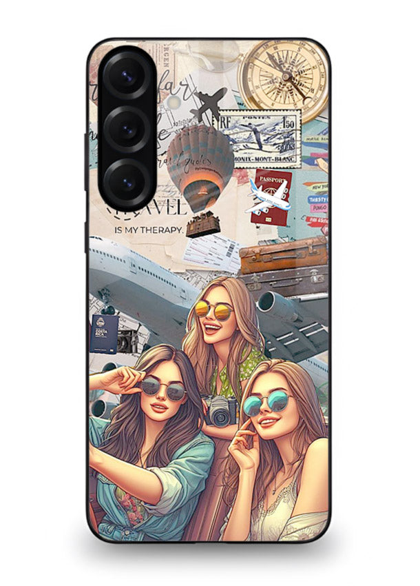 Best Friends Travel collage girls adventure Samsung S24 FE glass back cover