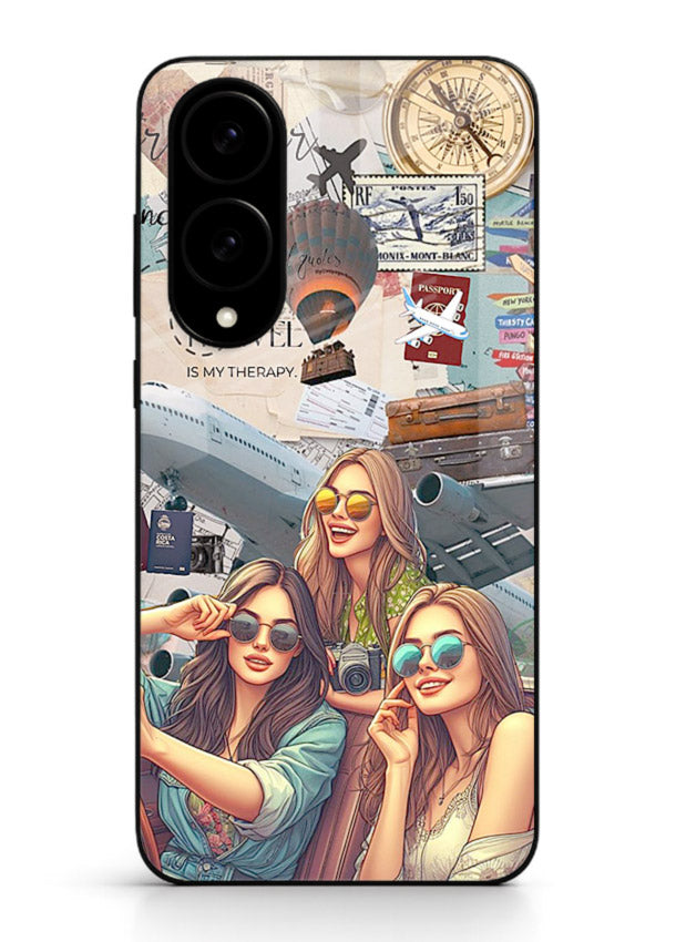 Best Friends Travel collage girls adventure Samsung S25 Edge glass back cover