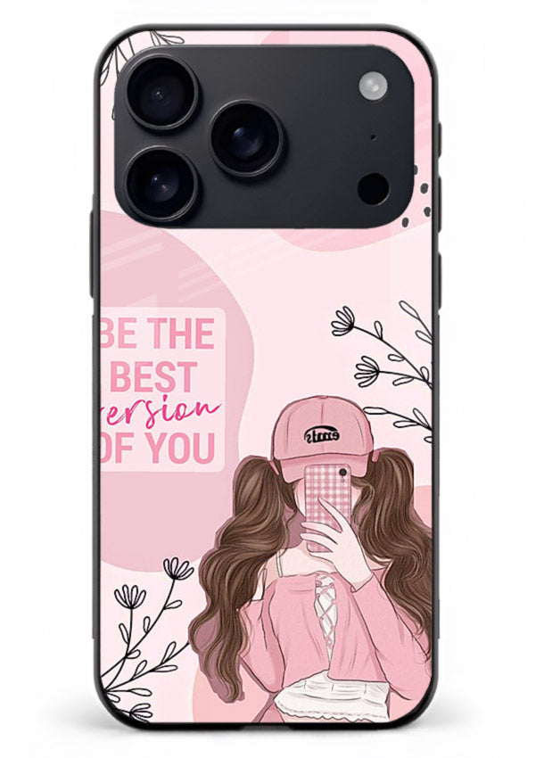Best Version Girls aesthetic artwork iphone 17 pro max glass back cover