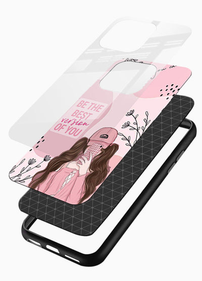 Best Version Girls aesthetic artwork glossy vibrant premium glass back cover - Angle Layers
