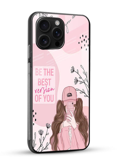 Best Version Girls aesthetic artwork glossy vibrant premium glass back cover - Angle Side