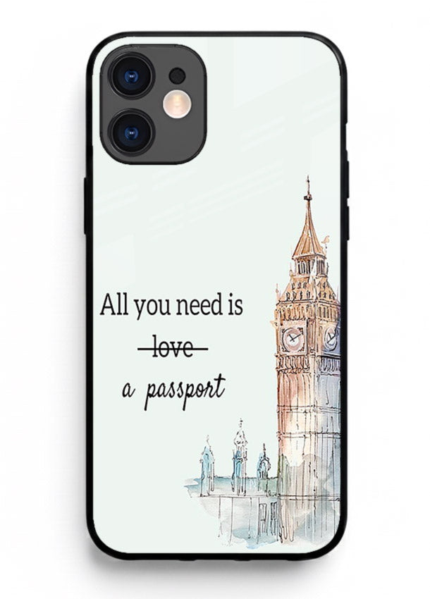 Big Ben Watercolor London illustration iphone 12 glass back cover
