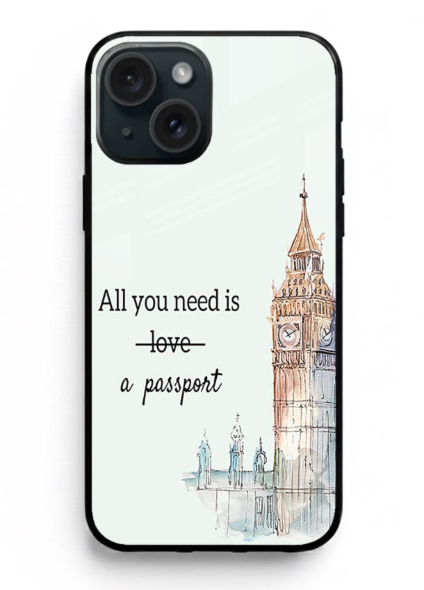 Big Ben Watercolor London illustration iphone 13 glass back cover