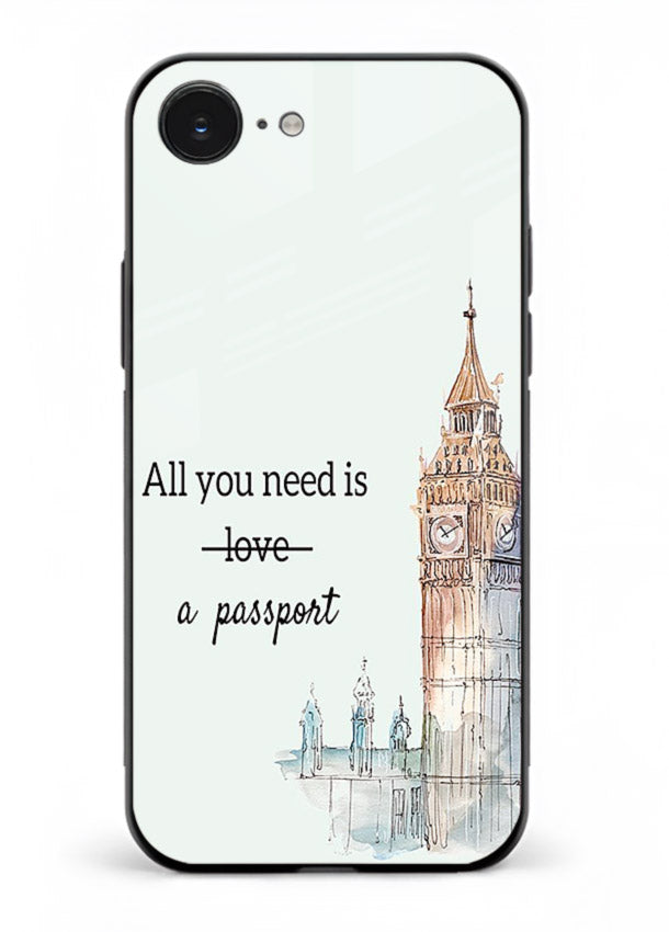 Big Ben Watercolor London illustration iphone 16e glass back cover