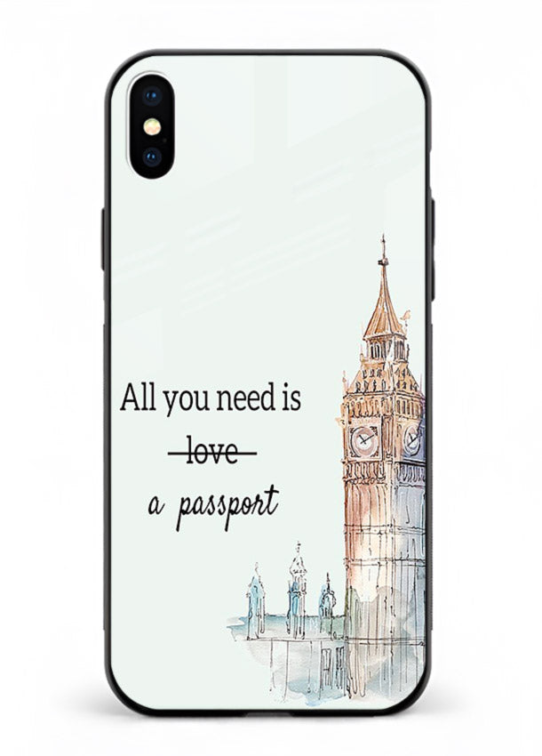 Big Ben Watercolor London illustration iphone xs max glass back cover
