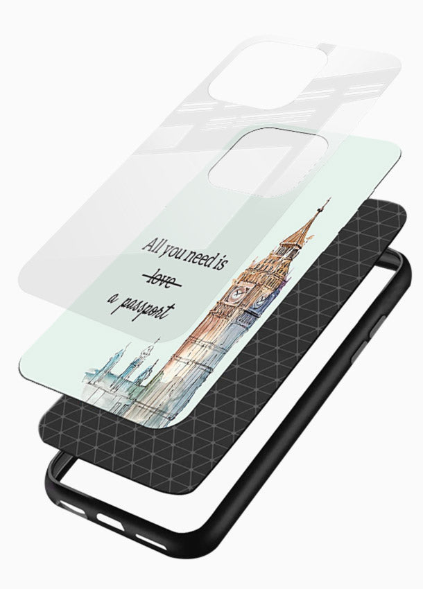 Big Ben Watercolor London illustration glossy vibrant premium glass back cover - Angle Layers