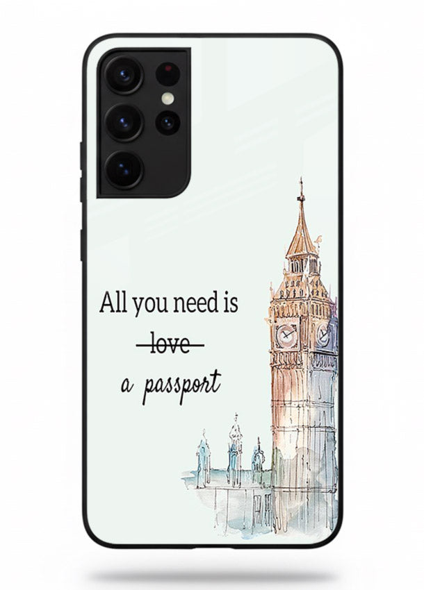Big Ben Watercolor London illustration Samsung S21 Ultra glass back cover